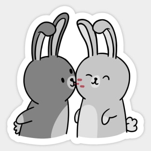 Lovely bunnies(rabbits), a sudden kiss. Sticker